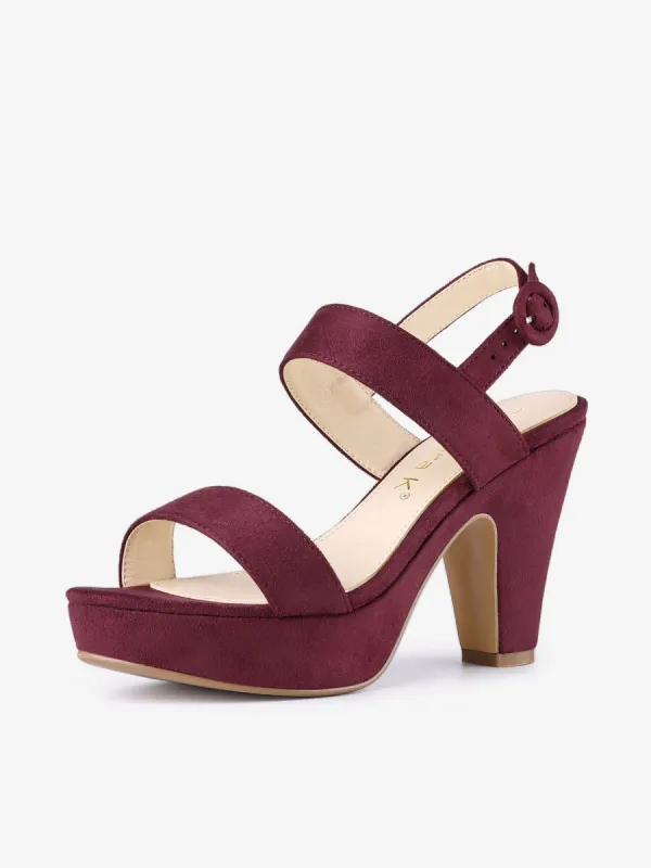 Faux Suede Platform Chunky High Heel Slingback Sandals sold by Allegra K
