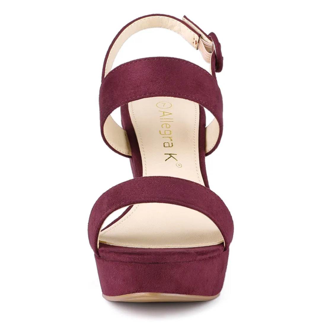 Faux Suede Platform Chunky High Heel Slingback Sandals sold by Allegra K product image thumbnail 3