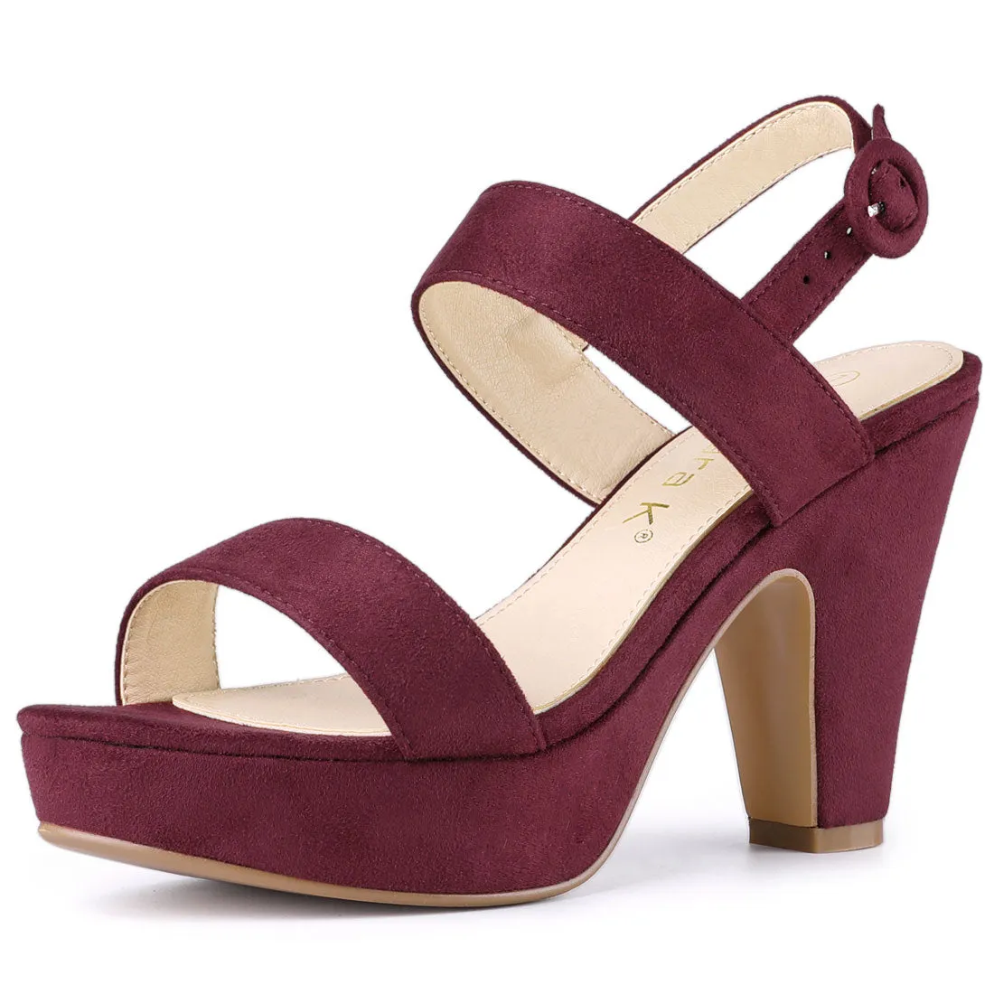 Faux Suede Platform Chunky High Heel Slingback Sandals sold by Allegra K product image thumbnail 2