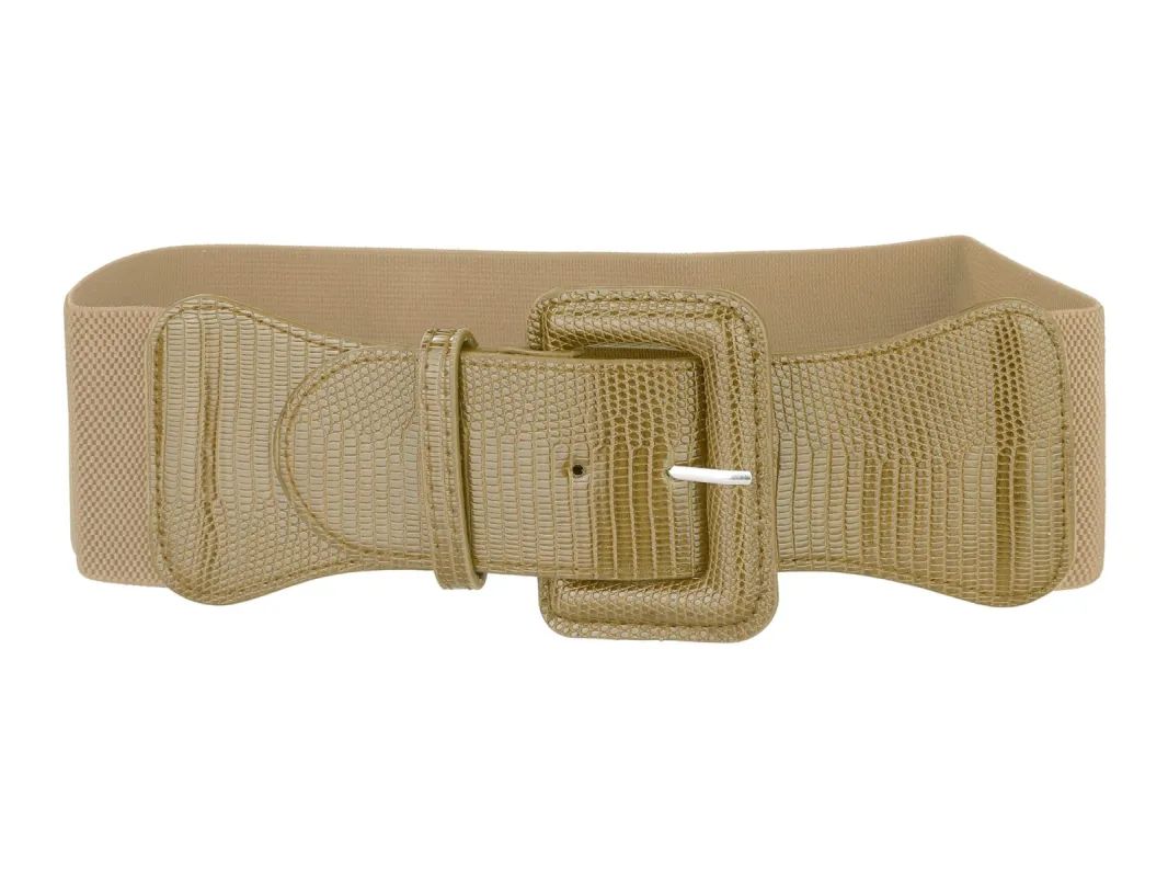 Elastic Waist Belts for Women Wide Belts Rectangular Chunky Buckle sold by Allegra K