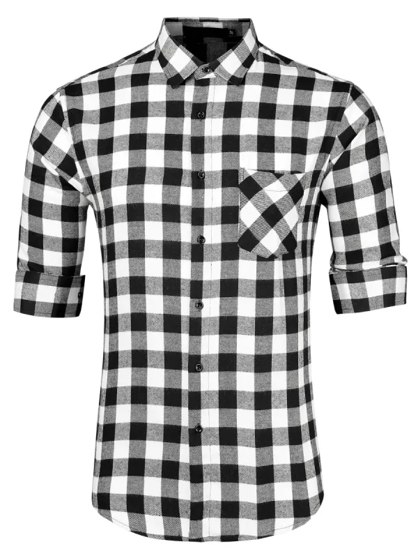 Men's Plaid Flannel Shirt Brushed Casual Long Sleeve Button Down Check Shirt sold by Allegra K
