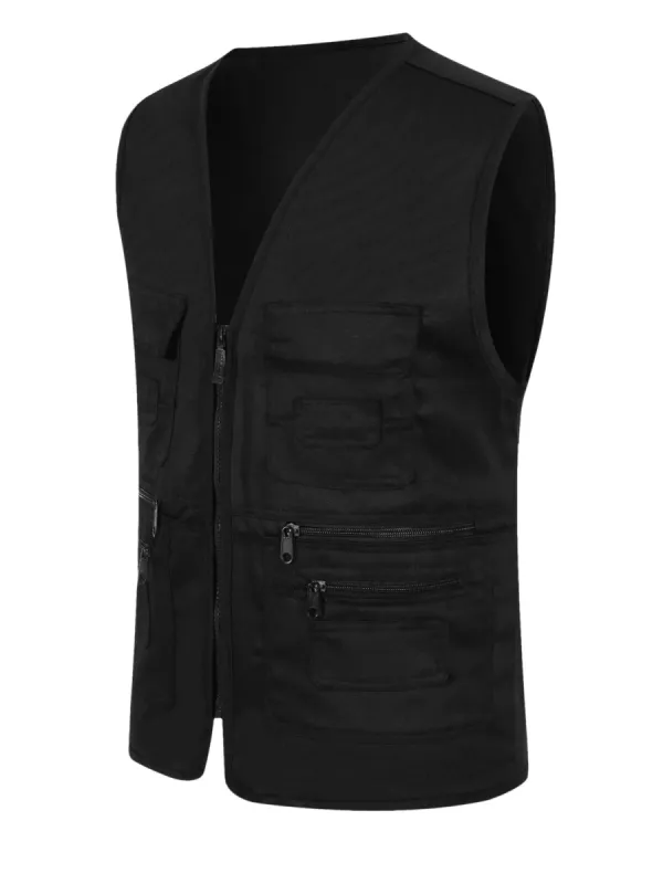 Men's Casual Cargo Vest Lightweight Outdoor Safari Travel Fishing Vests with Multi-pockets sold by Allegra K