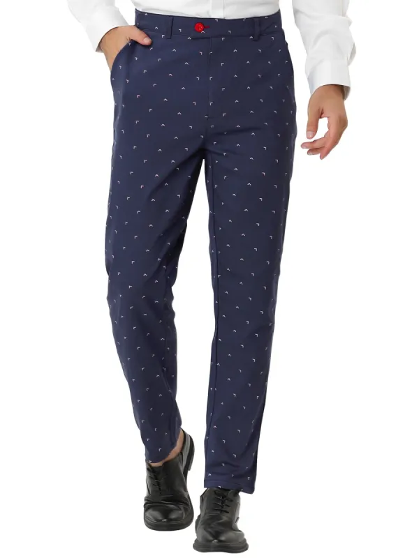 Men's Business Trousers Casual Printed Slim Fit Flat Front Chinos Dress Pants sold by Allegra K