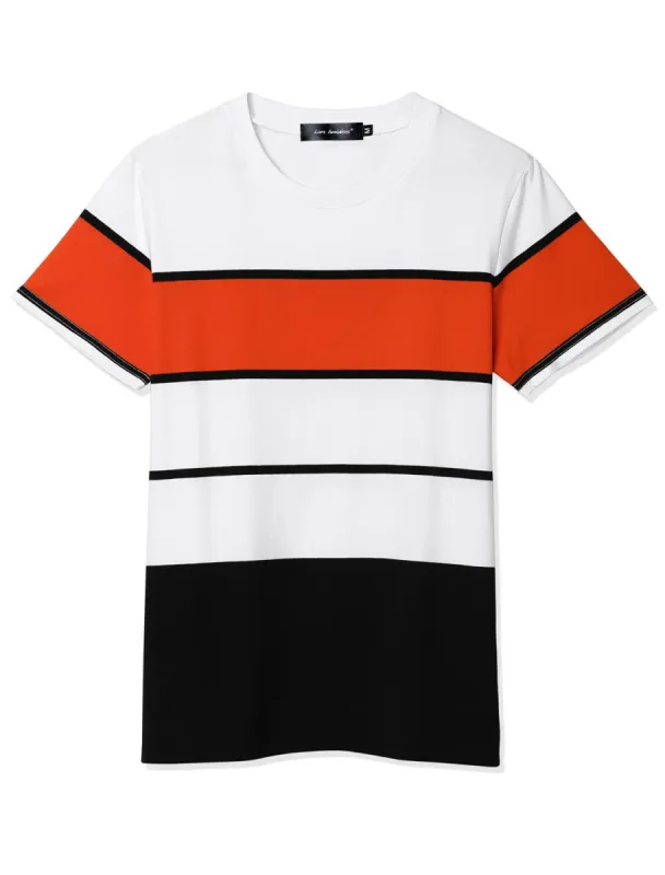 Men's Summer Color Block T Shirt Round Neck Short Sleeves Tee Top sold by Allegra K