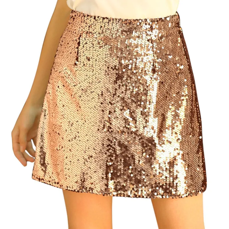 Women's Sequin Sparkle Skirts Above Knee Party Mini Bodycon Pencil Skirt sold by Allegra K