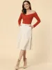 Casual Faux Suede Pockets Stretch A-line Midi Skirt with Belt sold by Allegra K