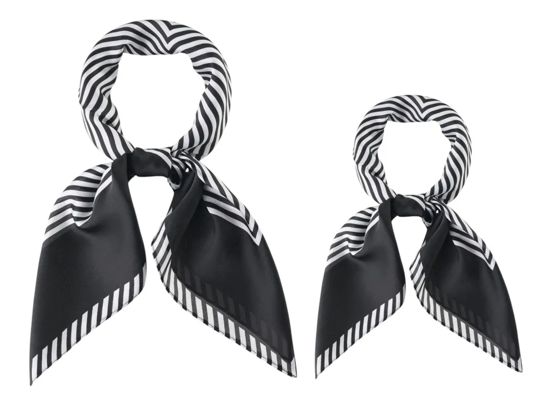 2Pcs Women Stripe Printed Square Head Scarves Kerchief Hair Wrap Neck Scarf sold by Allegra K