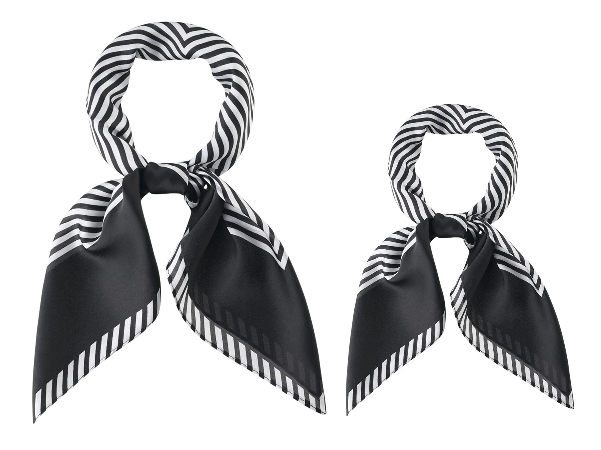 2Pcs Women Stripe Printed Square Head Scarves Kerchief Hair Wrap Neck Scarf sold by Allegra K