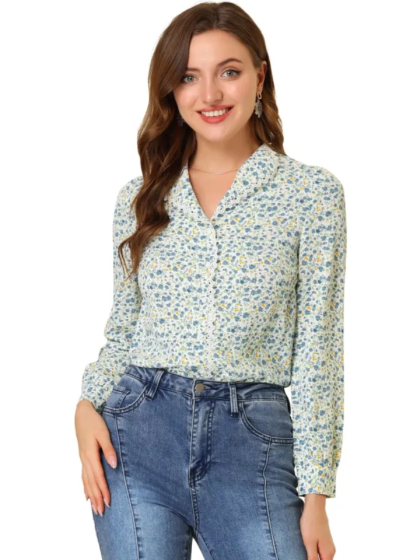 Women's Vintage Floral Blouse Peter Pan Collar Shirt sold by Allegra K