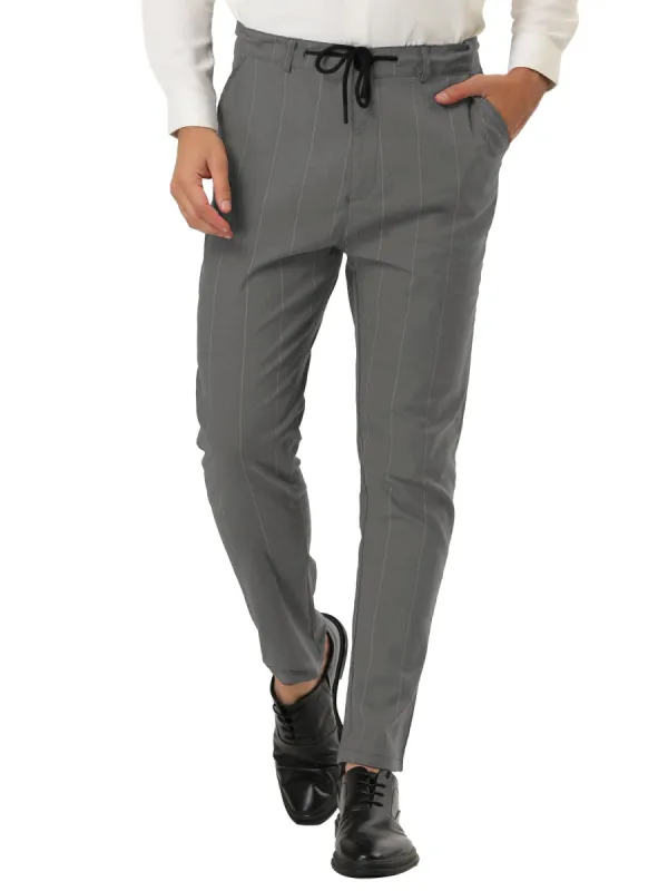 Men's Business Striped Pants Drawstring Waist Slim Fit Dress Trousers sold by Allegra K