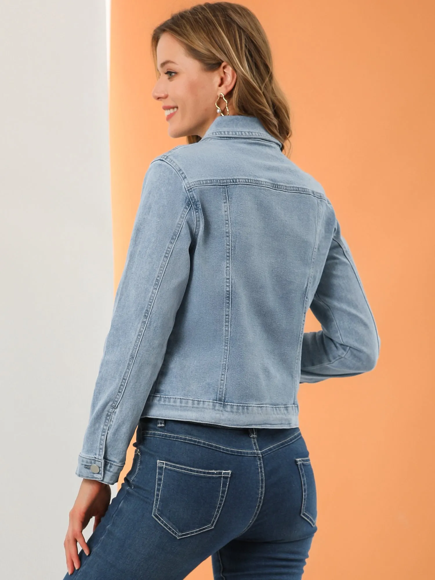 Denim Coat Jean Button Front Washed Vintage Jacket sold by Allegra K product image thumbnail 5