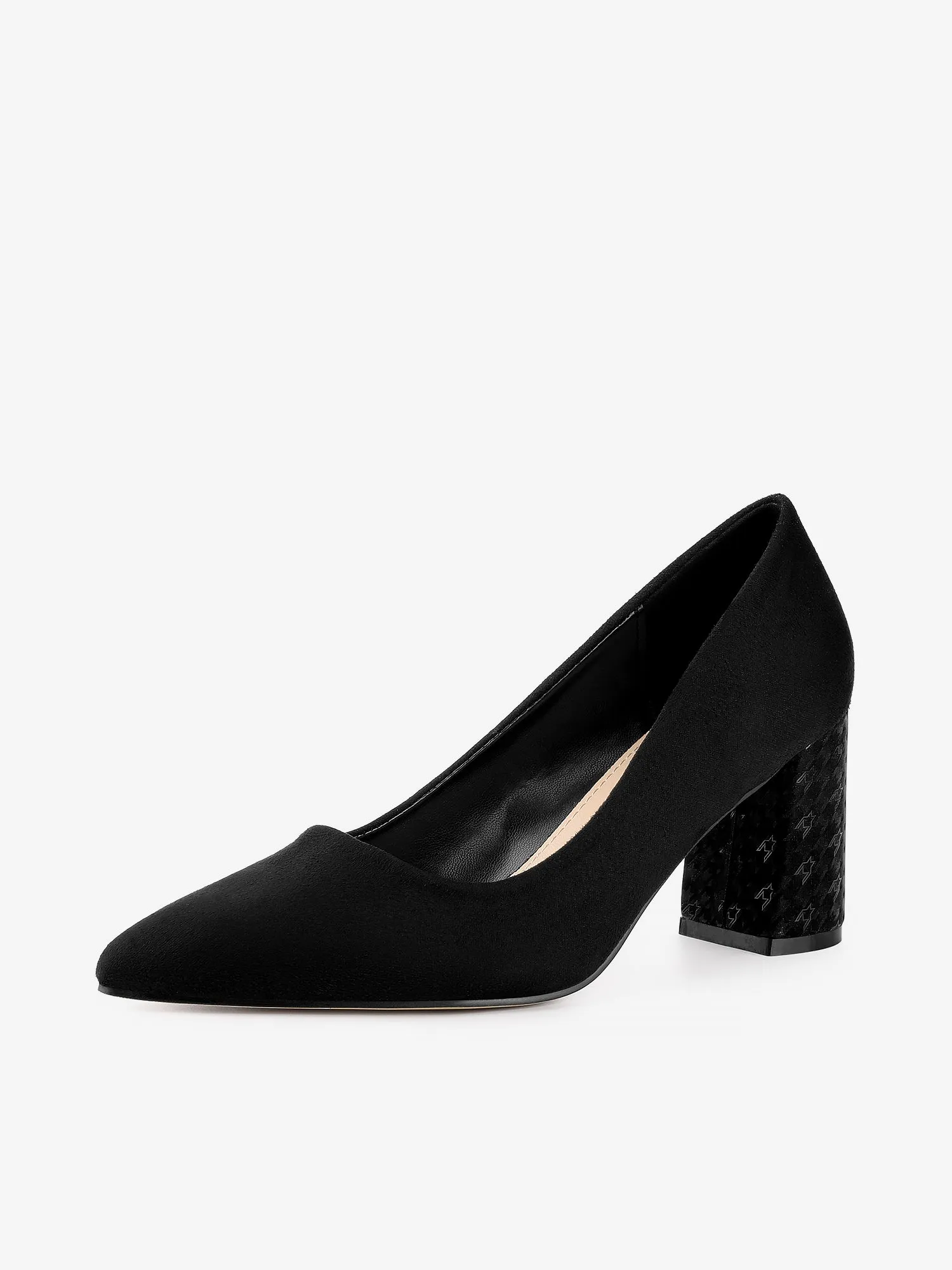 Pointy Toe Slip On Plaid Printing Chunky Heel Pumps sold by Allegra K