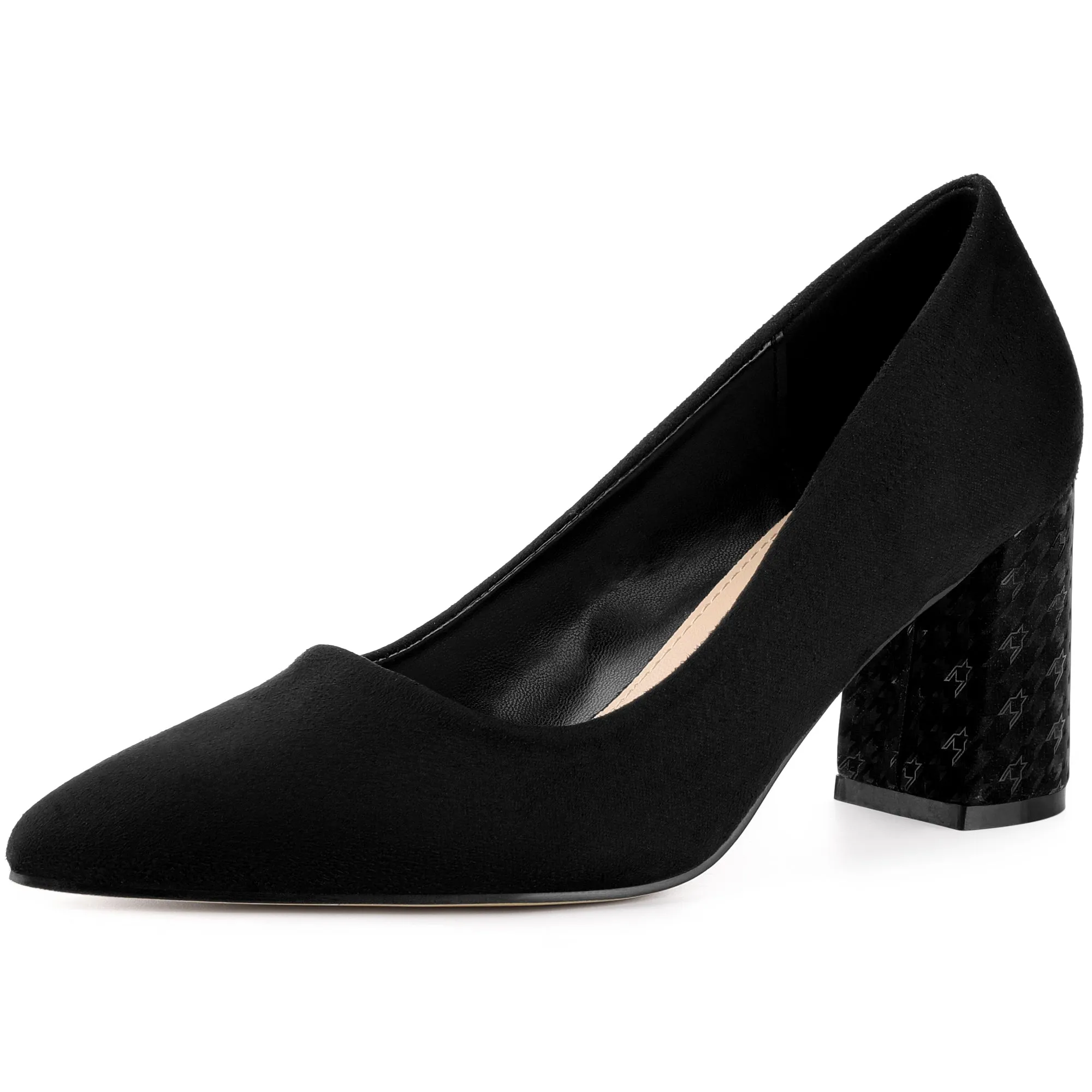 Pointy Toe Slip On Plaid Printing Chunky Heel Pumps sold by Allegra K product image thumbnail 2