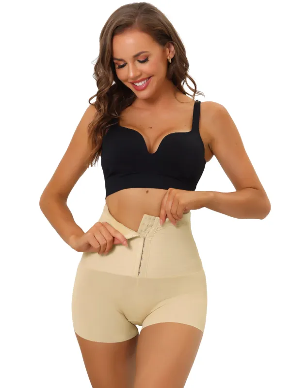 Women's Butt Lifter Waist Trainer Body Shaper High Waisted Boyshorts Shapewear with Hooks Closure sold by Allegra K