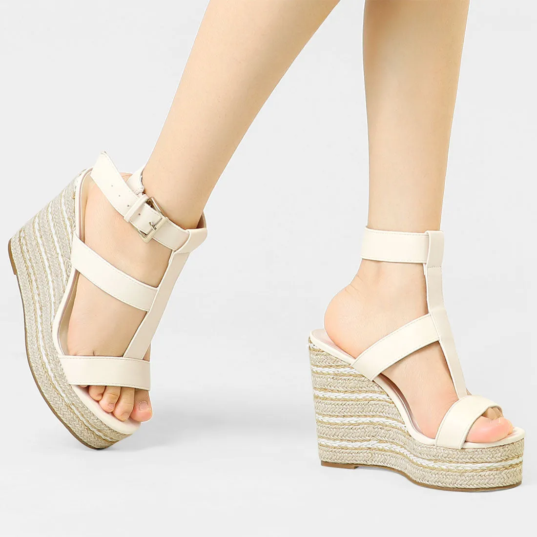 Espadrille Strappy Platform Wedges Sandals sold by Allegra K product image thumbnail 3