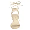 Open Toe Ankle Lace Up Block High Heel Sandals sold by Allegra K