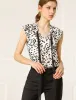 Summer Animal Print Tie Neck Sleeveless Blouse Tops sold by Allegra K