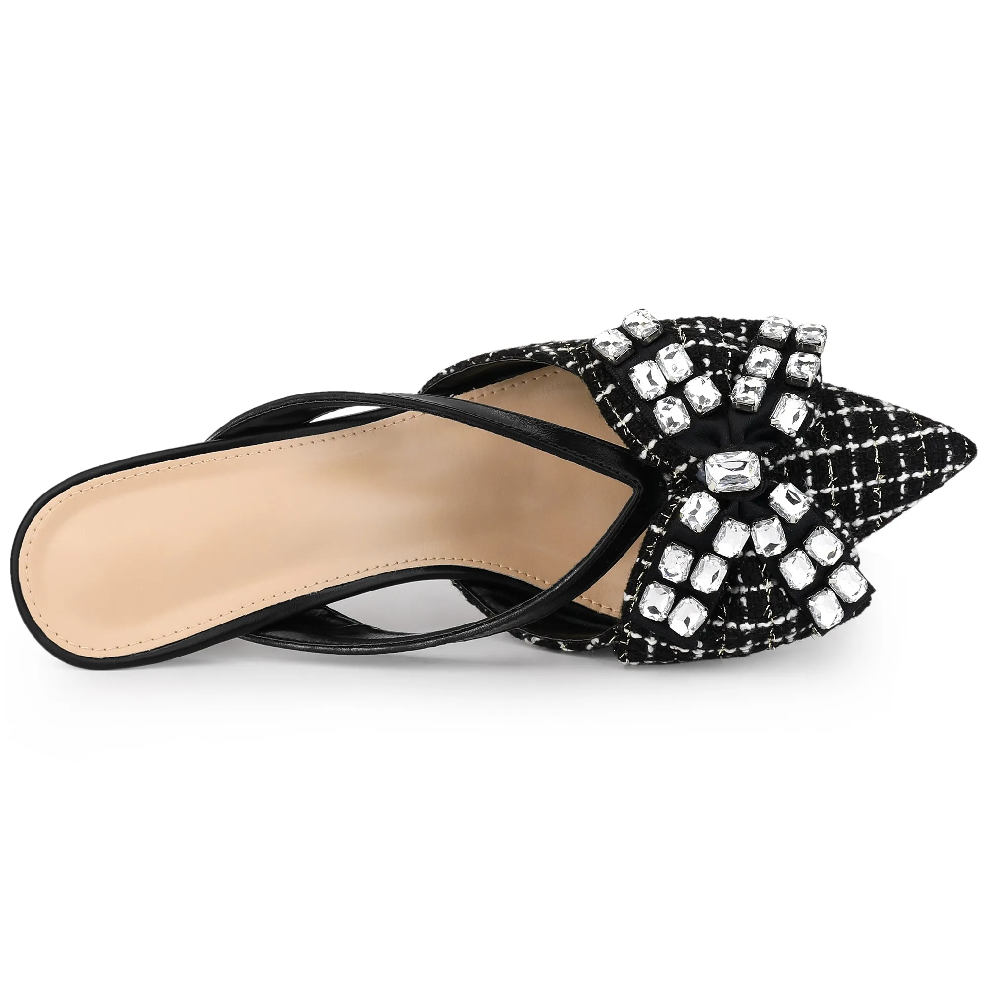 Women's Pointed Toe Sparkly Rhinestone Bow Stiletto Heels Mules sold by Allegra K product image thumbnail 5