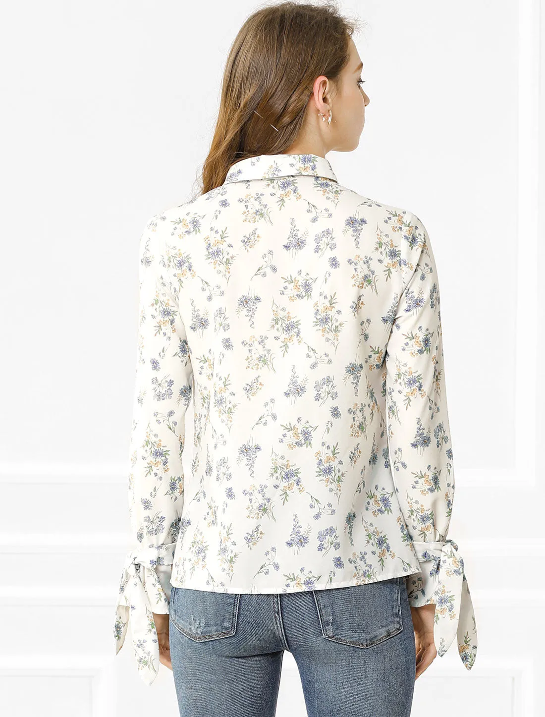Button Down Floral Shirt Long Sleeve Point Collar Top sold by Allegra K product image thumbnail 5