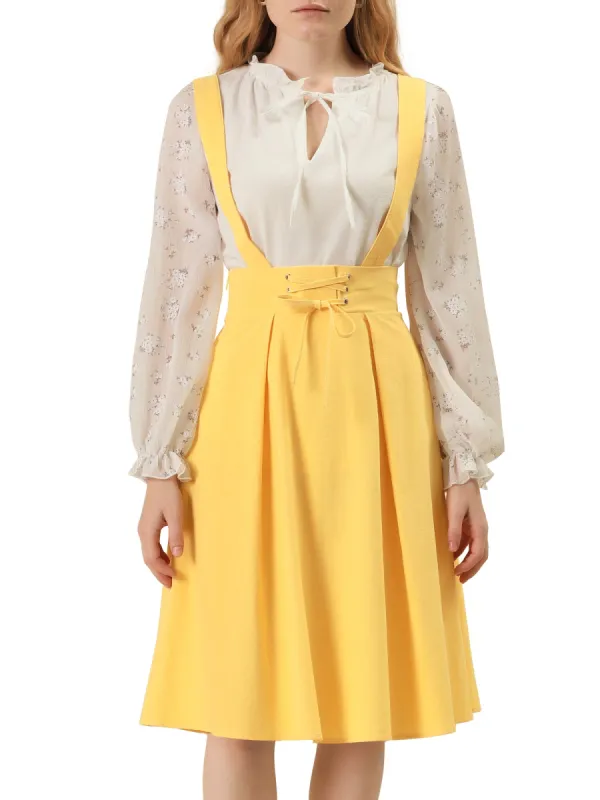 Suspender Braces Skirt Elastic Waist Overall Dress sold by Allegra K