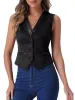 V Neck Faux Suede Button Down Vintage Sleeveless Casual Vest sold by Allegra K