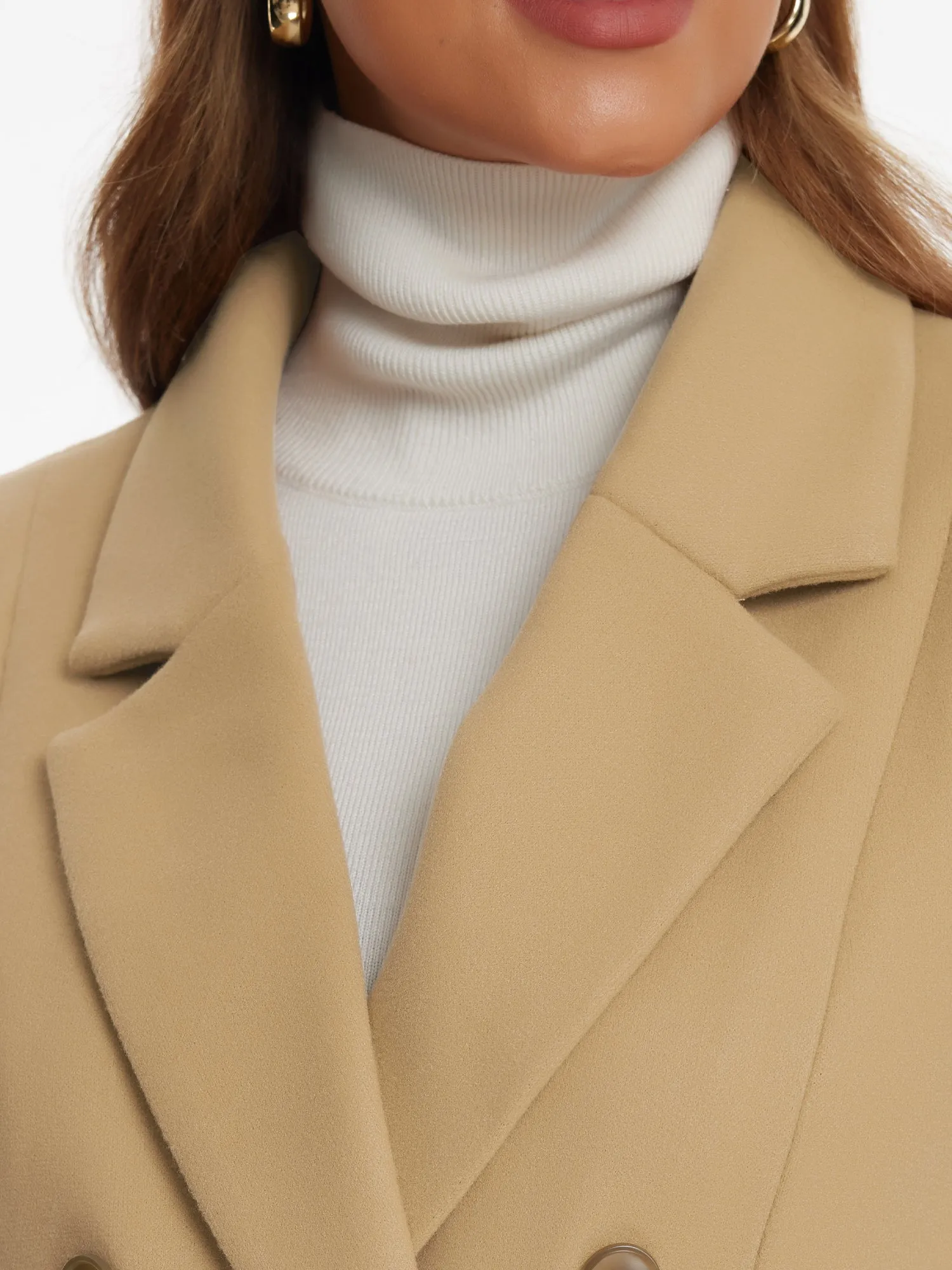 Notch Lapel Double Breasted Long Sleeves Winter Pea Coat sold by Allegra K product image thumbnail 4