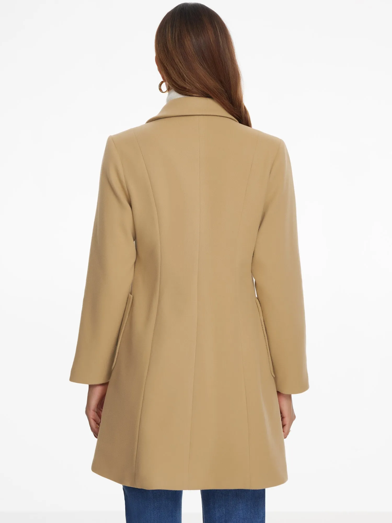 Notch Lapel Double Breasted Long Sleeves Winter Pea Coat sold by Allegra K product image thumbnail 3