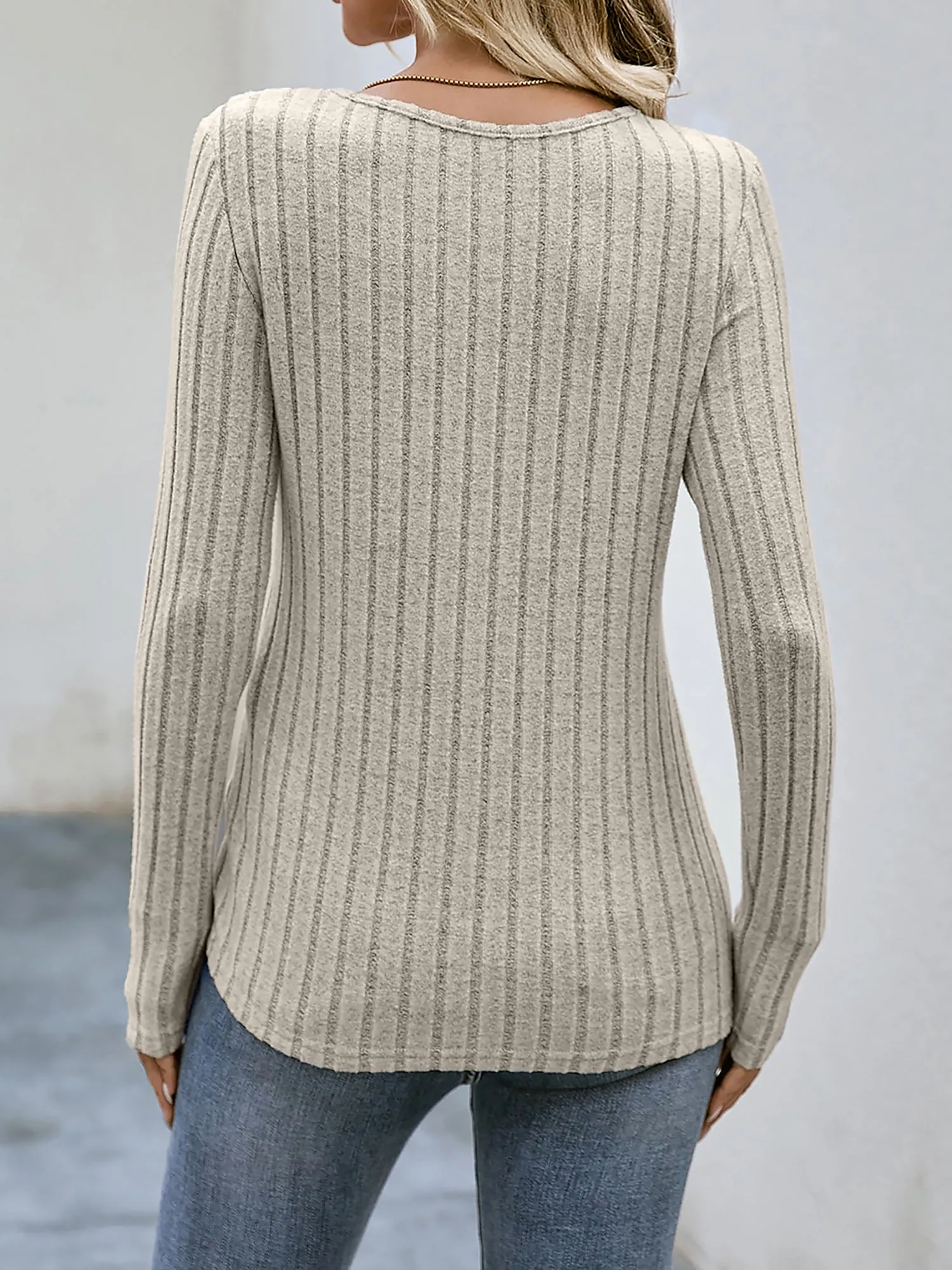 Long Sleeves Knit Textured Button Decor Top sold by Allegra K product image thumbnail 2