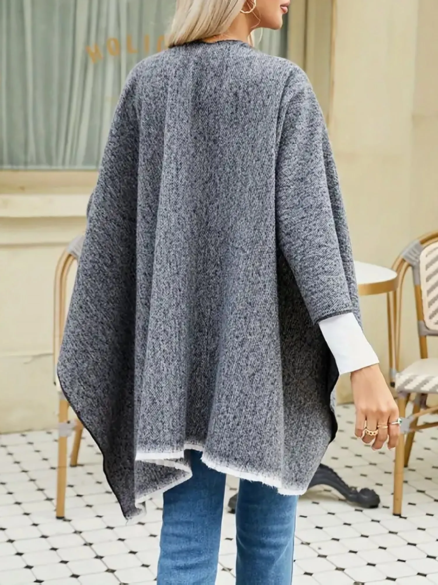 Colorblock Casual Irregular Shawl Wrap Cape sold by Allegra K product image thumbnail 5