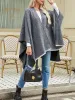 Colorblock Casual Irregular Shawl Wrap Cape sold by Allegra K