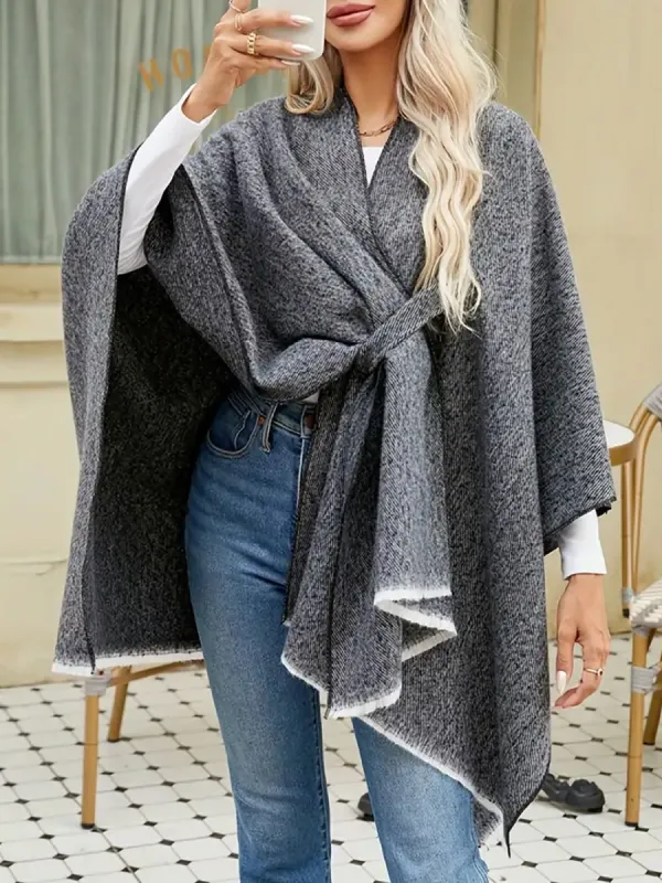 Colorblock Casual Irregular Shawl Wrap Cape sold by Allegra K