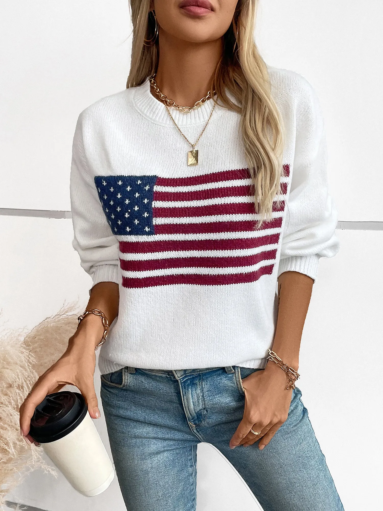 Pullover Round Neck Long Sleeve Casual Sweater sold by Allegra K product image thumbnail 3