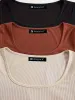 3 Packs Pullover Solid Color Square Neck Long Sleeve Tops sold by Allegra K