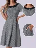 Houndstooth Vintage Peter Pan Collar Short Sleeve A-Line Dress sold by Allegra K