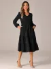 Lantern Sleeve Pocketed Ruffled Tiered A-Line Midi Dress sold by Allegra K