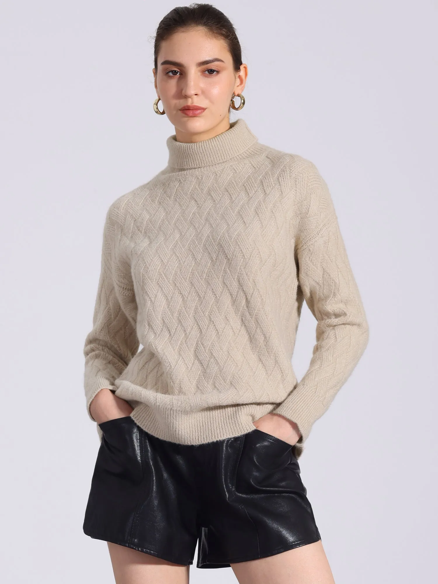 Turtle Neck Long Sleeve Ribbed Stretch Winter Pullover Sweater sold by Allegra K