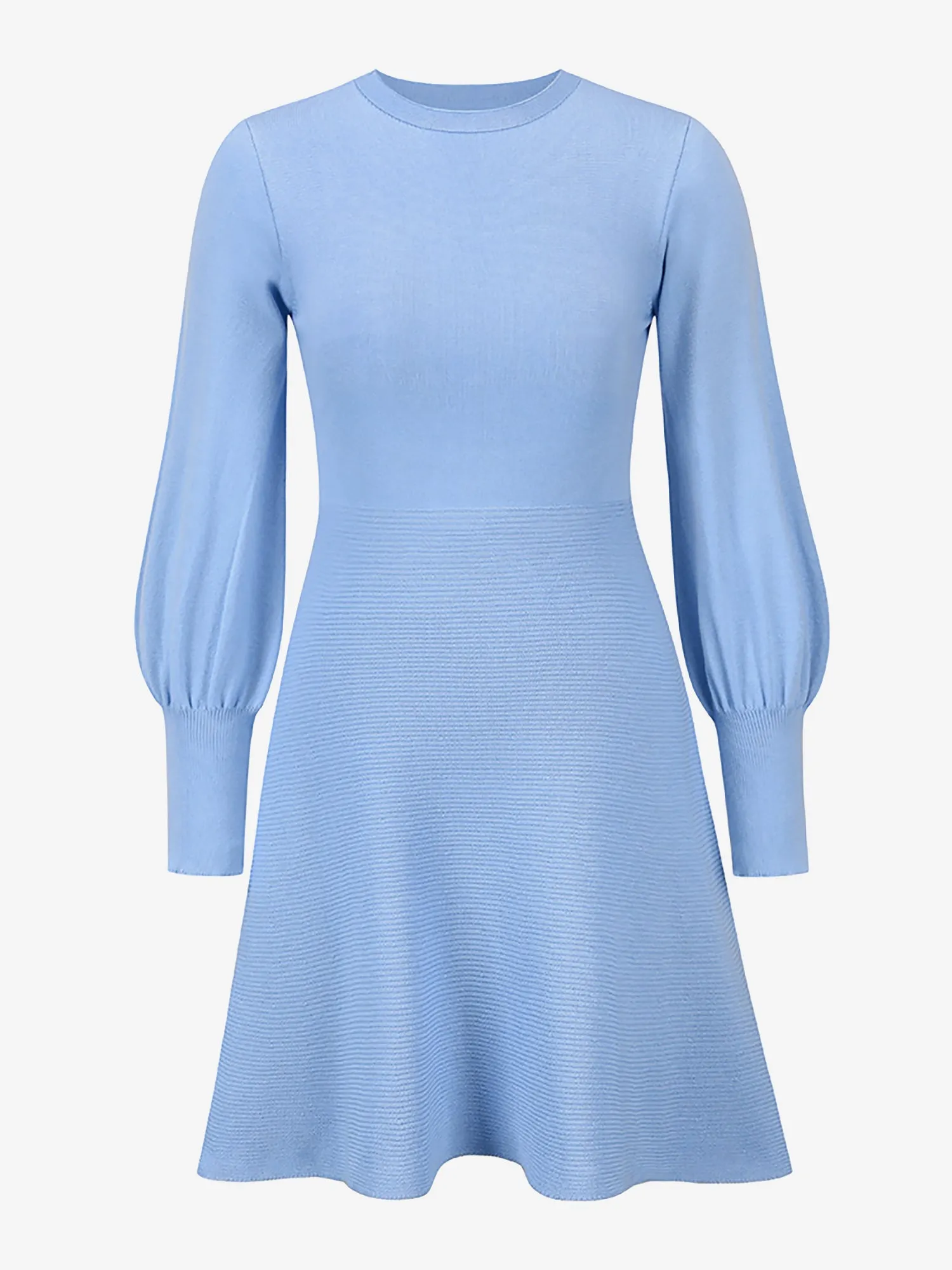 Long Sleeved Round Neck Solid Color Mini Sweater Dress sold by Allegra K product image thumbnail 4