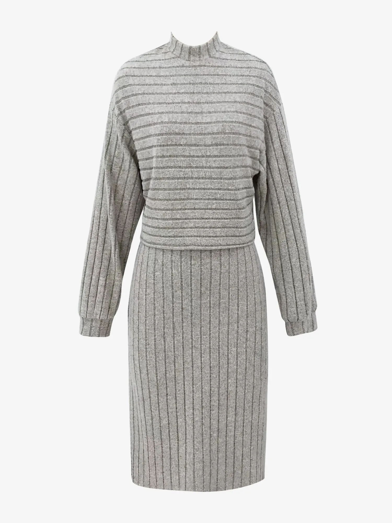 2 Pieces Knit Long Sleeves Cropped Top & Sweater Midi Pencil Skirt Set sold by Allegra K product image thumbnail 5