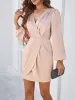 Solid Color Satin Puff Sleeve Pleated Mini Sheath Dress sold by Allegra K