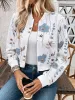 Long Sleeves Floral Zipper Front Cropped Bomber Jacket sold by Allegra K