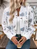 Long Sleeves Floral Zipper Front Cropped Bomber Jacket sold by Allegra K