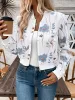 Long Sleeves Floral Zipper Front Cropped Bomber Jacket sold by Allegra K