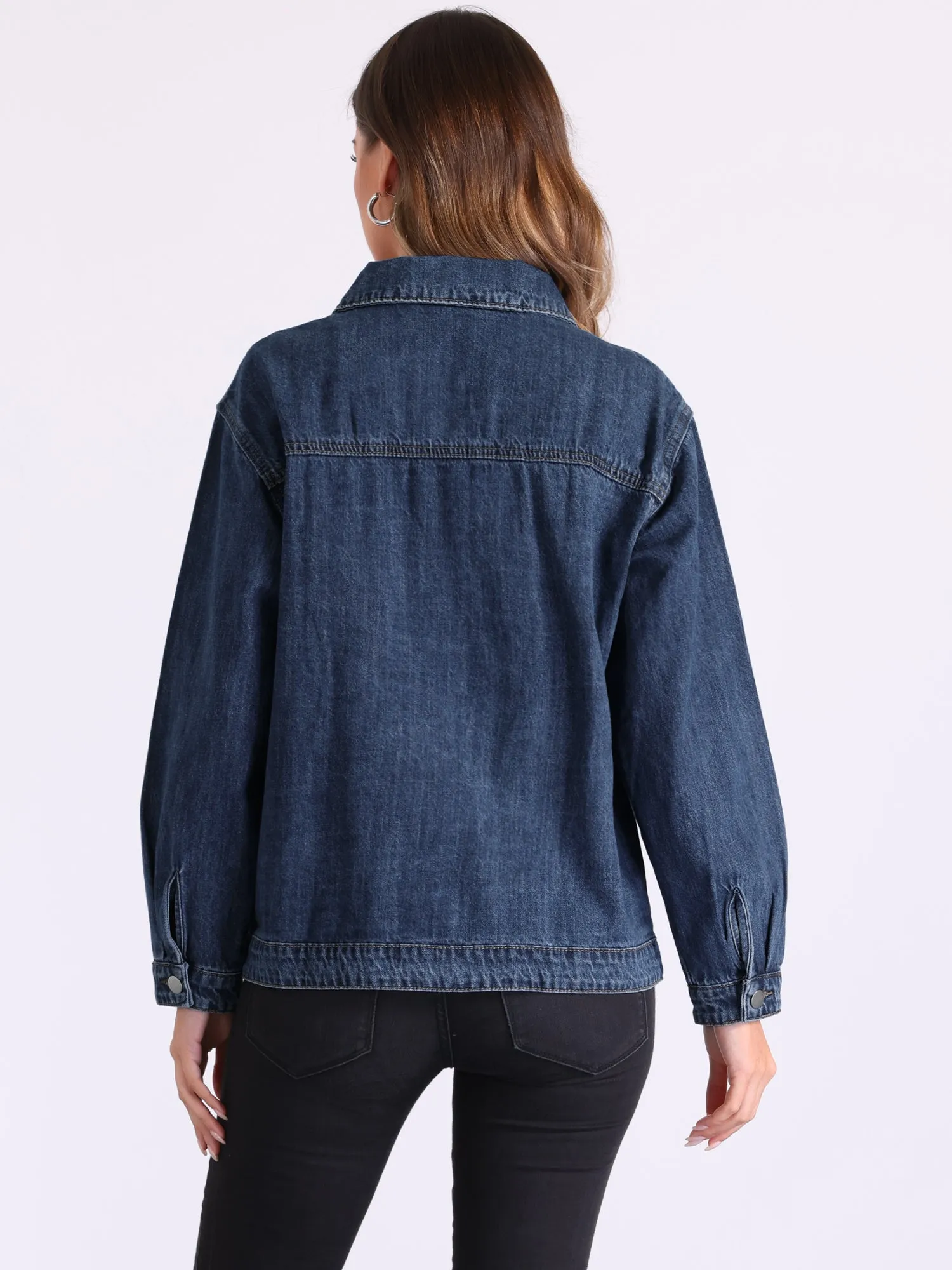 Button Down Long Sleeve Denim Jean Jacket sold by Allegra K product image thumbnail 3