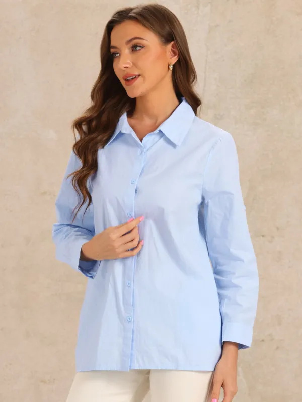 Collar Office Long Sleeve Button Down Cotton Work Shirt sold by Allegra K