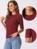 Crew Neck Short Sleeve Textured Basic Casual Blouse sold by Allegra K