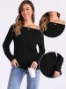 Off Shoulder Stretch Long Sleeve Solid Color Casual Blouse sold by Allegra K