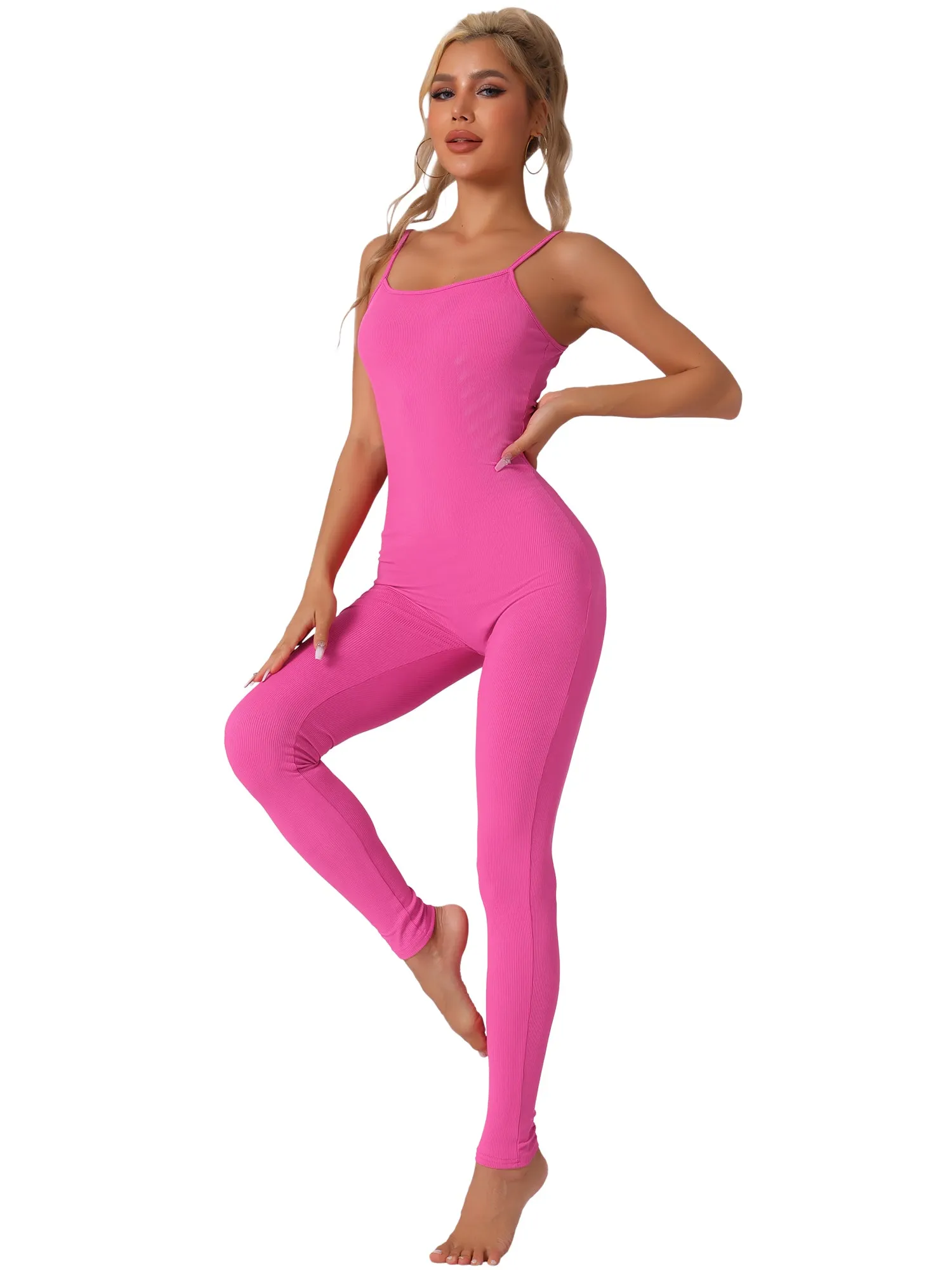 Bodycon One Piece Spaghetti Strap Workout Unitard Jumpsuit sold by Allegra K product image thumbnail 5