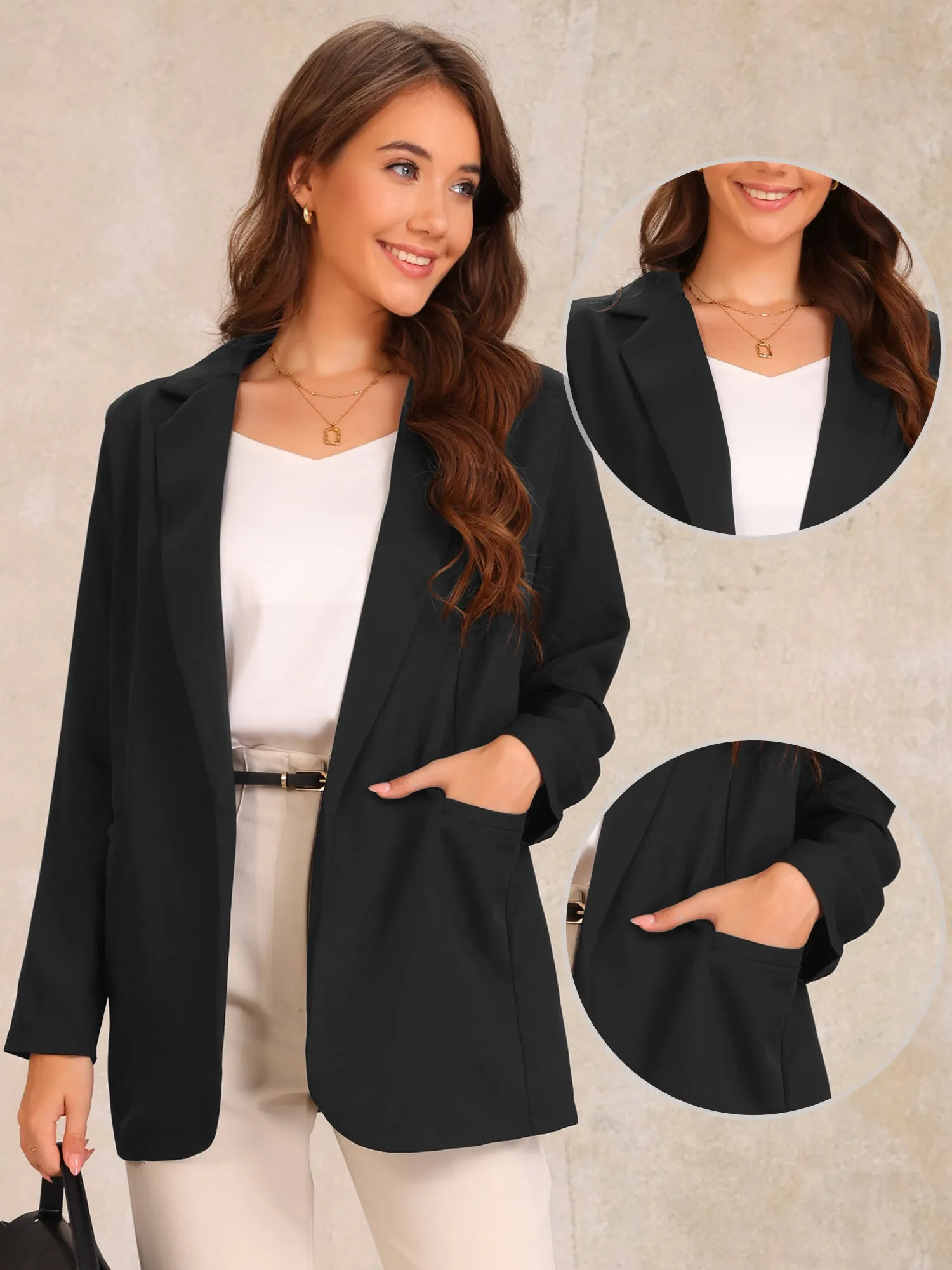 Single Breasted Long Sleeve Office Casual Blazer Jacket sold by Allegra K product image thumbnail 2