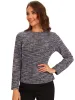 Tweed Zipper Back Long Sleeve Crew Neck Elegant Blouse sold by Allegra K
