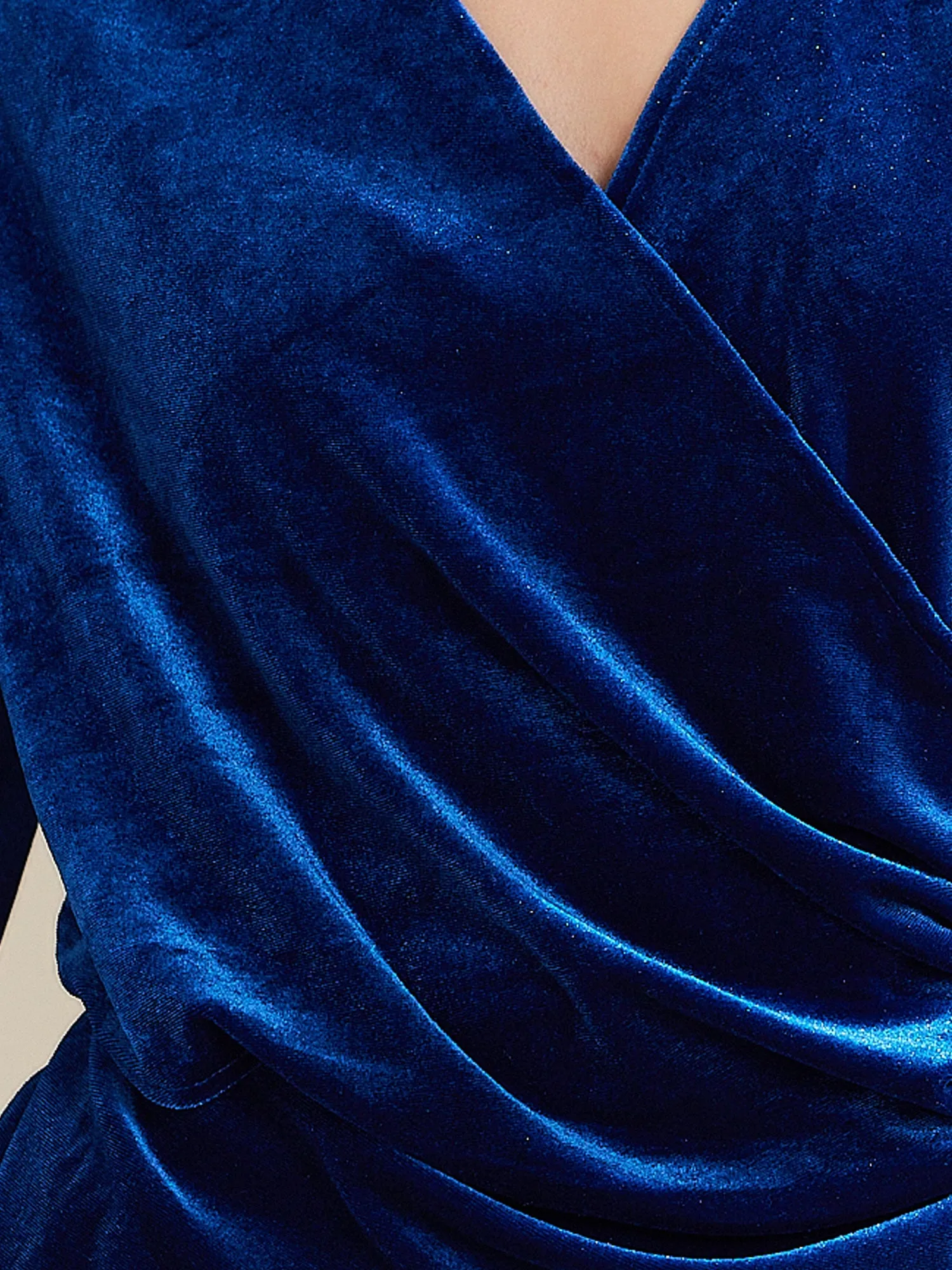 Velvet Long Sleeves Solid Ruched Midi Cocktail Dress sold by Allegra K product image thumbnail 4